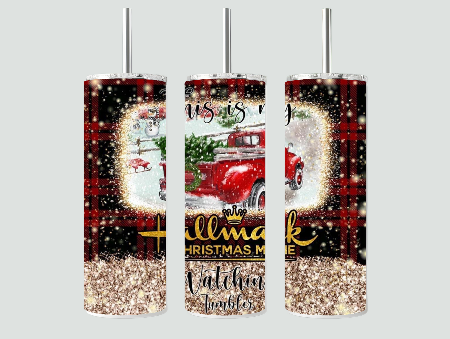 Plaid Hallmark Movie Watching Tumbler