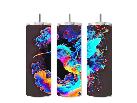 Neon Humming Bird Sublimated Tumbler