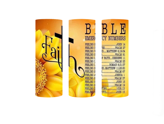 Yellow Emergency Numbers Sublimated Tumbler