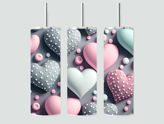 Grey n Pink Bubble Hearts