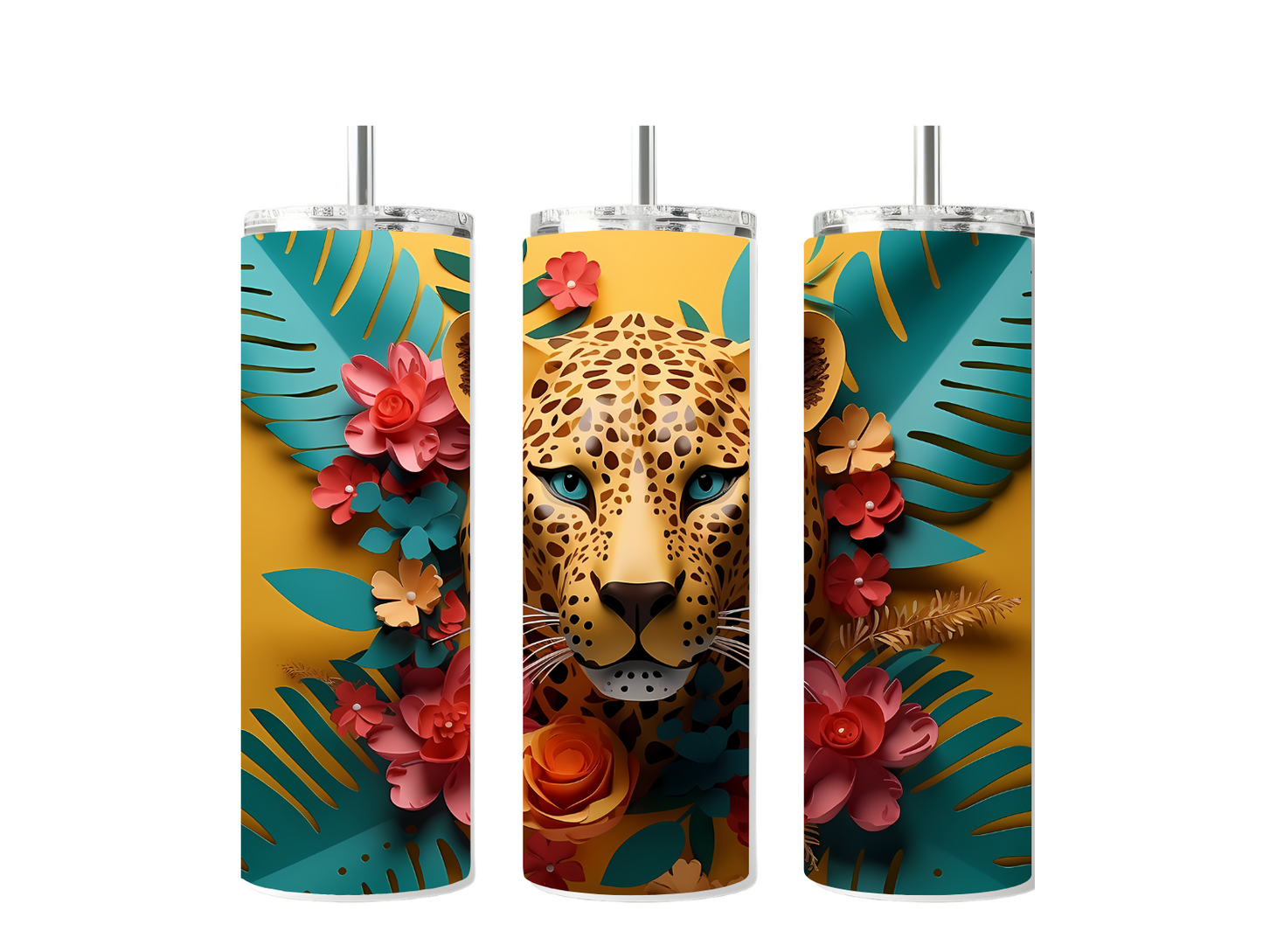 Floral Leopard Sublimated Tumbler