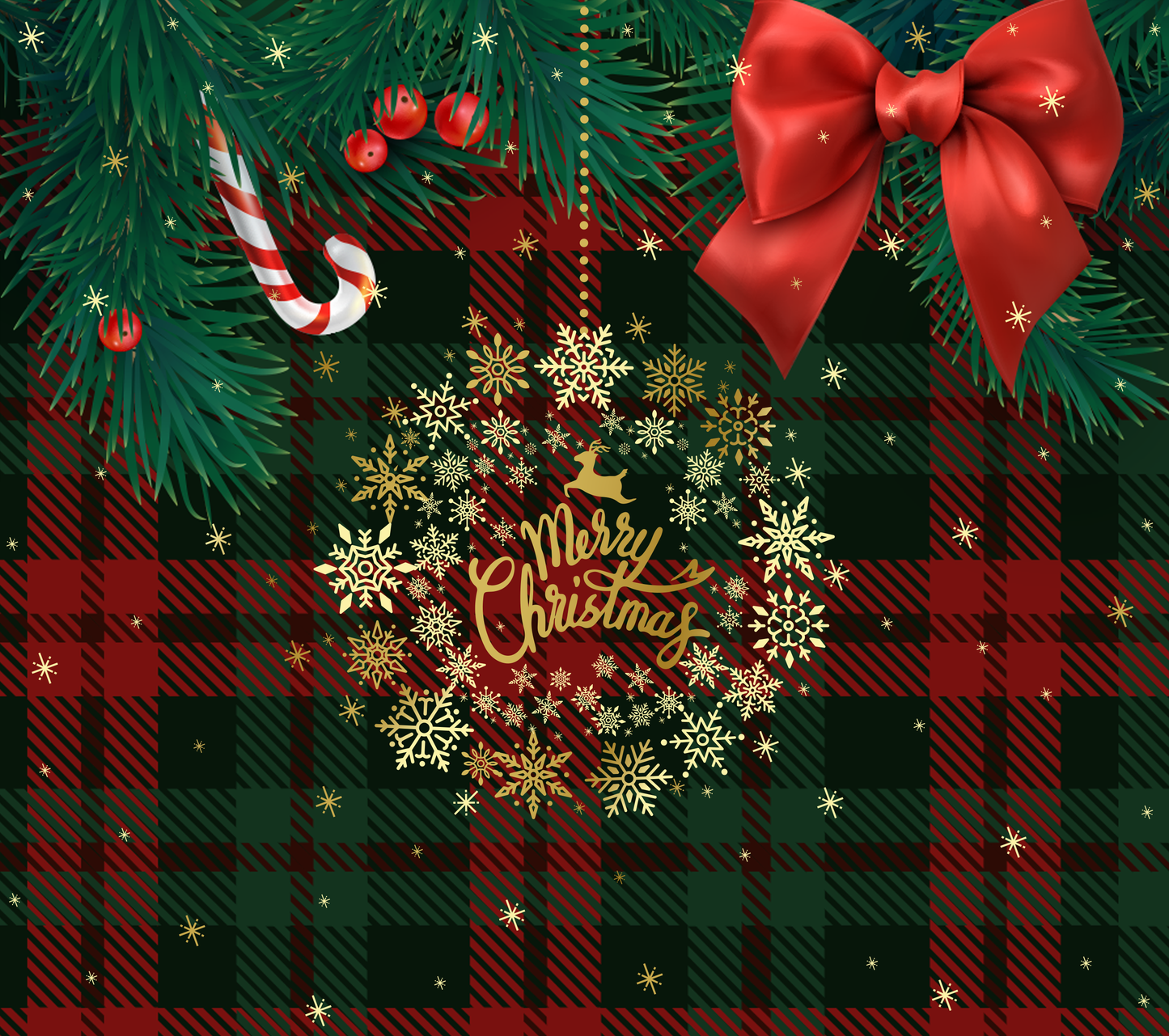 Plaid and Gold Merry Christmas