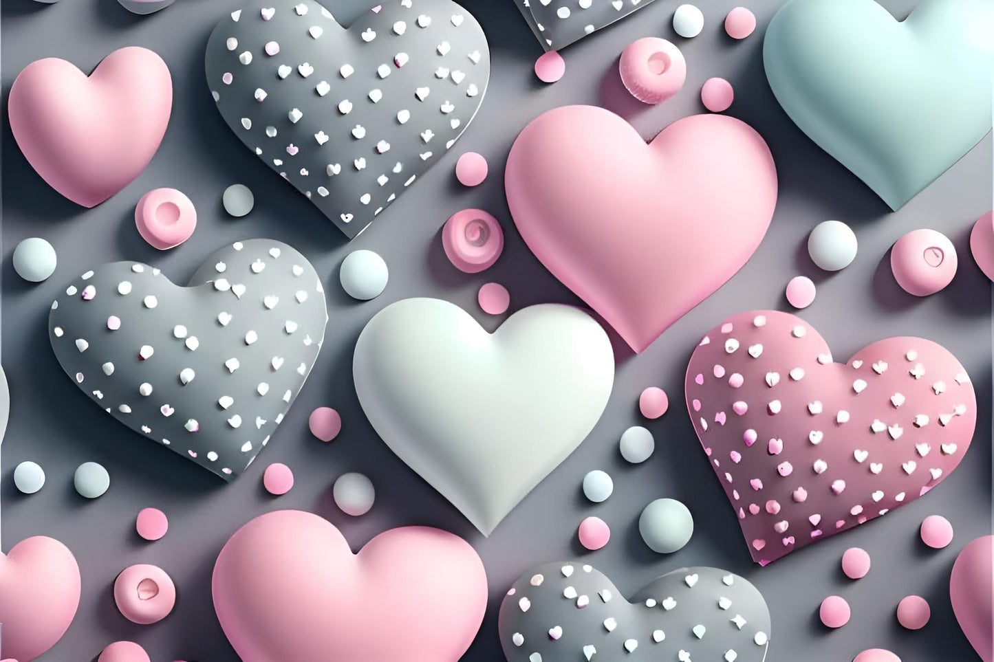 Grey n Pink Bubble Hearts